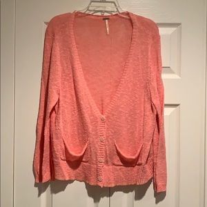 Free People long sleeve cardigan. Salmon color.